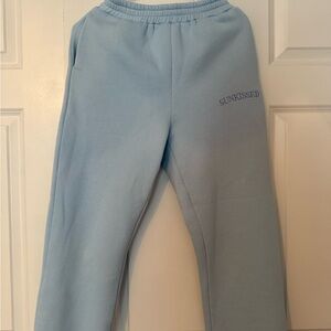 Blue Track Pants with Elastic Waistband and Relaxed Fit